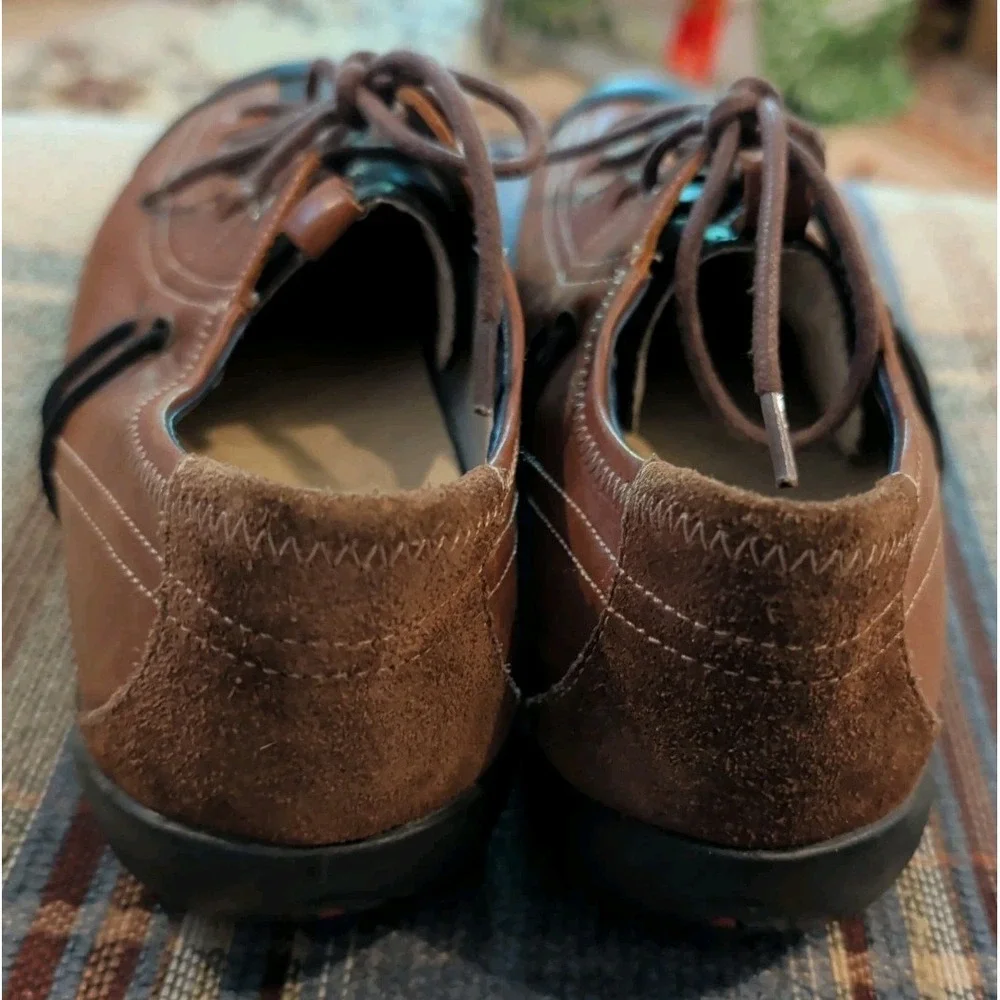Wolky Shoes Womens 38 Dion Casual Lace Up Sneakers Brown Black Leather Flats